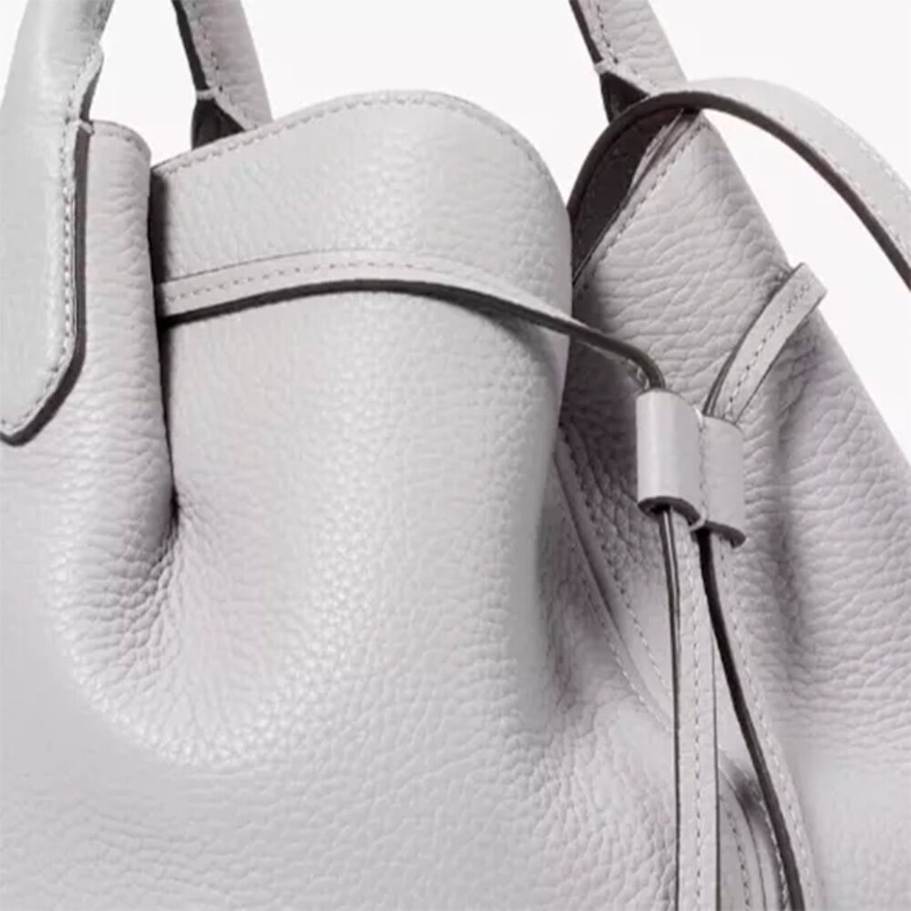 S Kate Spade Dumpling Large Gray Leather Satchel Bag K8134 Purse NWT $459 Retail - Picture 7 of 11